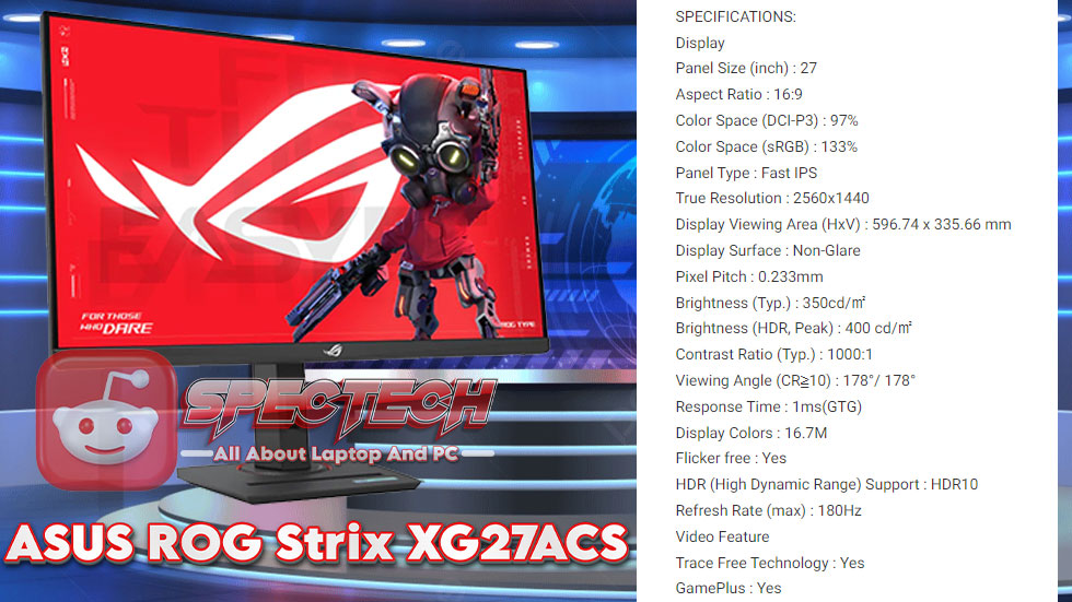 Monitor Gaming ASUS ROG Strix XG27ACS 27 Inch QHD 180Hz