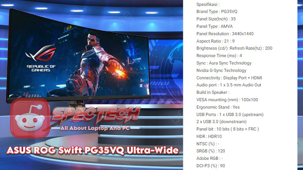 Spesifikasi Monitor Gaming ASUS ROG Swift PG35VQ Ultra-Wide