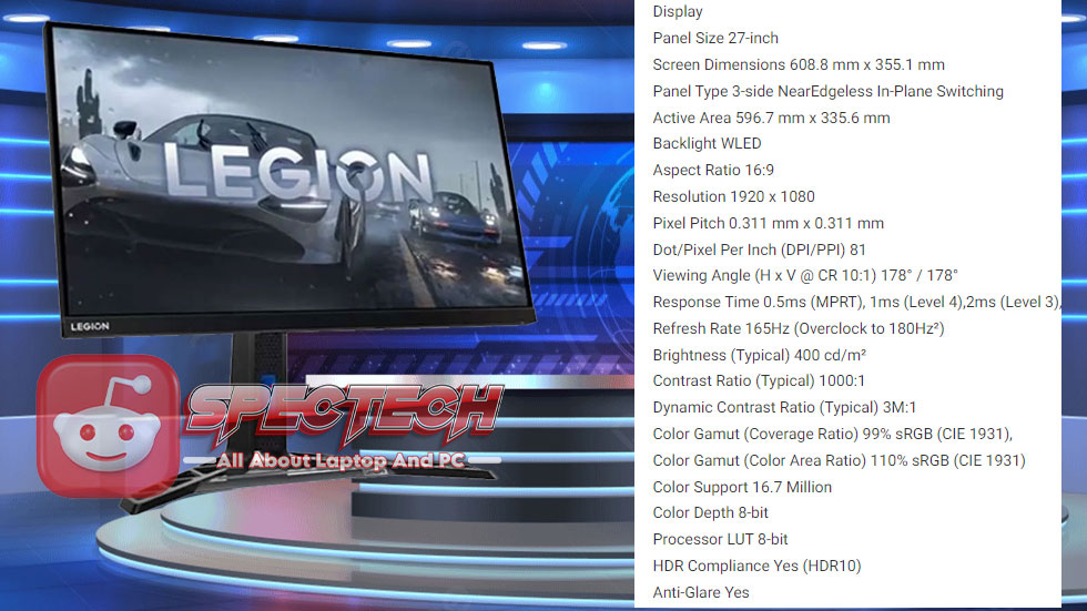 Monitor Gaming LENOVO LEGION Y27-30 27″ FHD IPS 180Hz