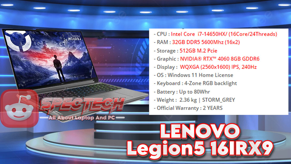 Spesifikasi Laptop LENOVO Legion5 16IRX9
